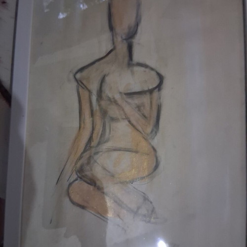 Painting "Γυμνο" like new, framed 21×30cm, signed