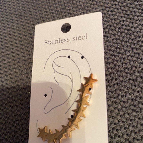 Single earring for two holes made of stainless steel new
