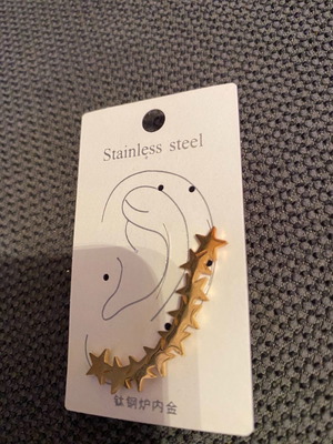 Single earring for two holes made of stainless steel new