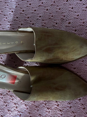 Handmade mules new, genuine suede leather, size 38