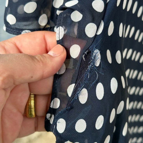 Figaro blouse used dark blue with white polka dots, size XL