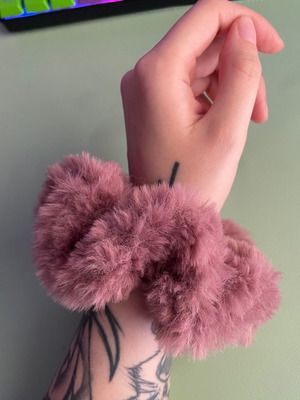 Big fluffy scrunchie handmade in dusty pink
