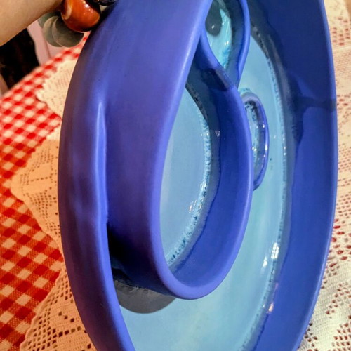 Handmade ceramic plate from Sifnos like new, 25 cm diameter
