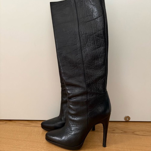Casadei boots used, black leather with high heel