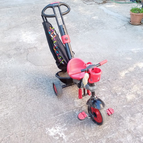SmarTrike tricycle bike used, red with parent handle