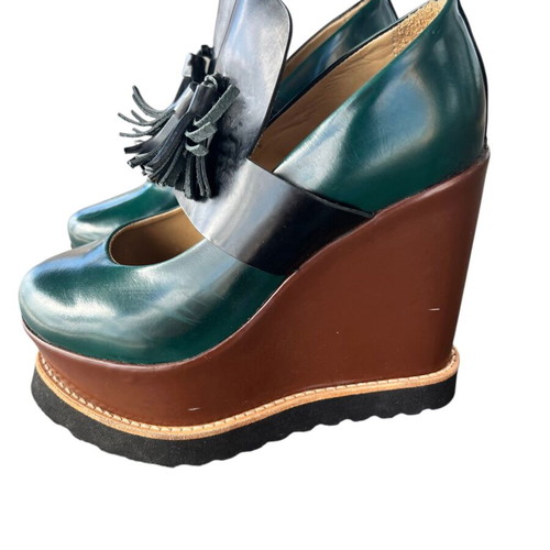 Filipe Sousa women's platform shoes new, size 36, brown and green