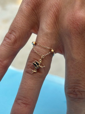 Adjustable ring with fairy 925 gold plated silver new