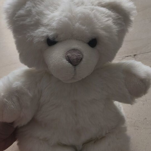 White plush teddy bear used, 30cm height, vintage style