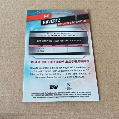 Kai Havertz Bayer 04 Leverkusen 2019 Topps Finest UCL No. 57 like new