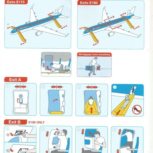 KLM Cityhopper Embraer E 175/190 Safety Card new