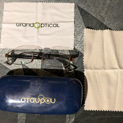 Emporio Armani used eyeglasses with case and cleaning cloths black orange