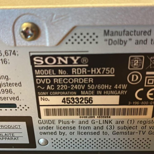 Sony DVD recorder RDR-HX750 μεταχειρισμένο, με σβηστή οθόνη