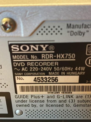 Sony DVD recorder RDR-HX750 μεταχειρισμένο, με σβηστή οθόνη