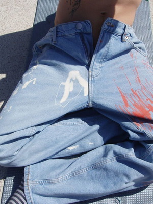 Unisex Jean hand-painted like new, size L