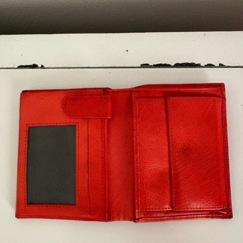 Leather wallet used, red