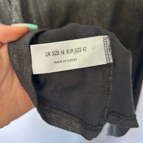 South elegant black party blouse with gold shimmer, 100% viscose, size L/XL