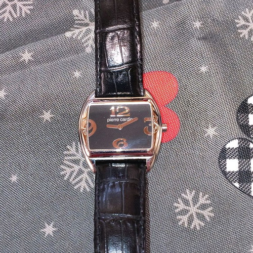 Pierre Cardin women's watch like new with black dial and silver frame