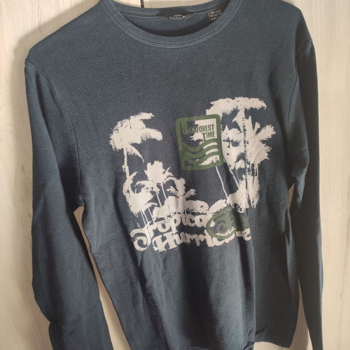 Zara Man long-sleeve shirt used, black with Rainforest Time print, sizes M L