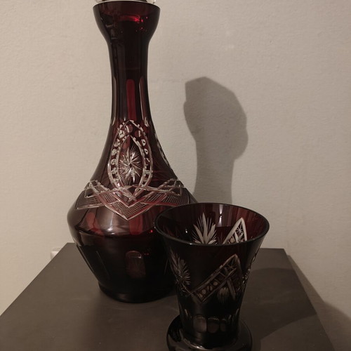 Vintage carafe and glass unused