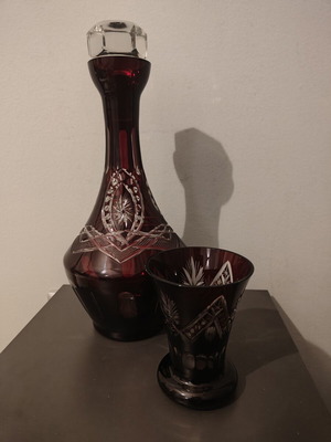 Vintage carafe and glass unused