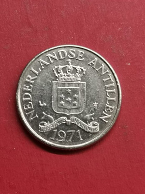 Netherlands Antilles 25 Cents Coin 1971 used