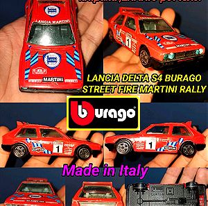 LANCIA DELTA S4 BURAGO STREET FIRE MARTINI RALLY Βburago made in Italy Αυθεντικό Vintage αυτοκινητάκι toy car 1:43 κλίμακα RARE Red colour