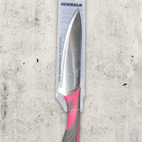 Bossen Chef Knife large kitchen knife with pink and grey ergonomic handle