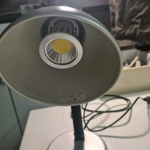 Desk lamp used with flexible arm and switch silver color