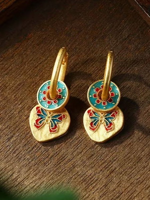 Handmade earrings with butterfly new, vintage style