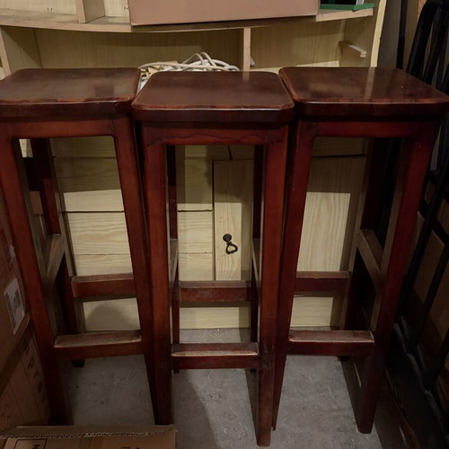 Set of 3 wooden bar stools