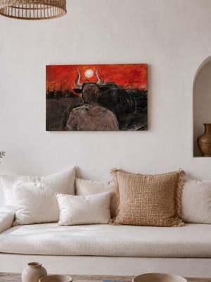 The Solstice Bull Αυθεντικός πίνακας καμβά νεοεξπρεσιονισμού από Olivia