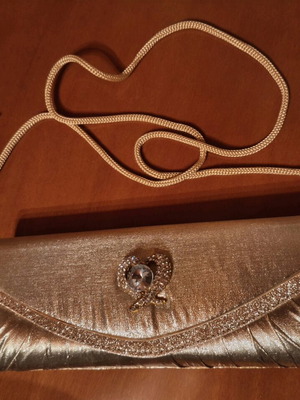 Gold Handbag New With Strap And Strass