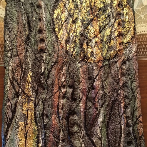 Canvas painting Moon new, mixed media 29.5x39.5cm