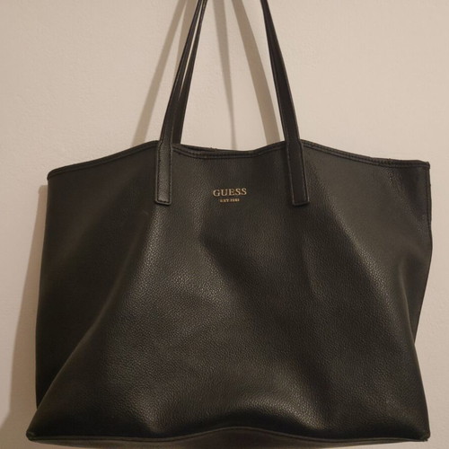 Guess shoulder bag extra large used, black with leopard lining