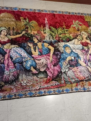 Vintage wall hanging used, velvet fabric 180x120cm