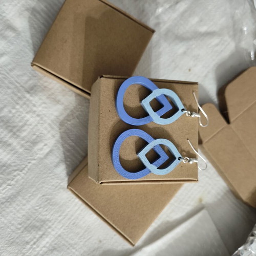 Blue Drop Earrings handmade, 3D printed, made to order