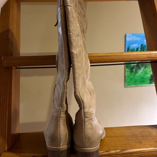 Women's leather boots used, size 39, beige