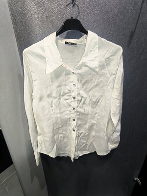Vintage Casali London Paris shirt ivory with metallic shimmer like new