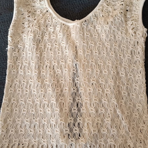 Toi Moi blouse L beige knit transparent like new