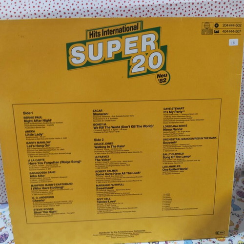 Hits International Super 20 vinyl record used, pop