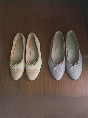 Chanel Leather Ballerina Flats like new, 2 pairs, sizes 40 & 40½