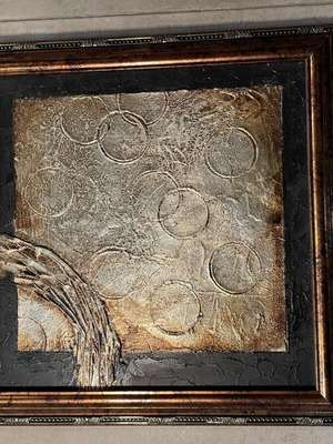 Canvas frame abstract art like new with carved frame