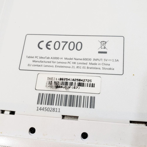 Lenovo IdeaTab A3000 Tablet Dual Sim 3G used, not working for parts