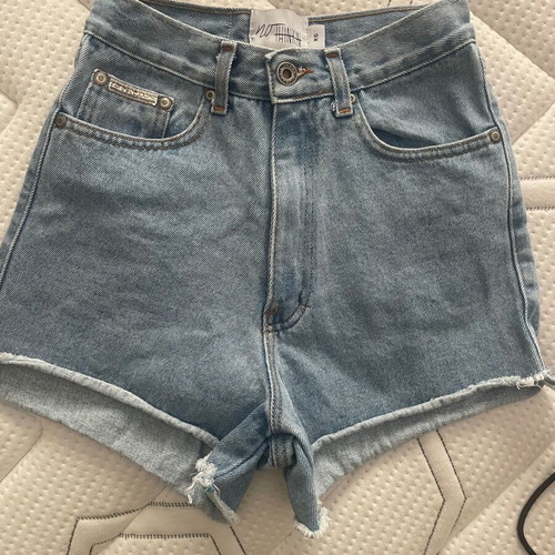No Thinkin denim shorts like new, turquoise and blue, size XS