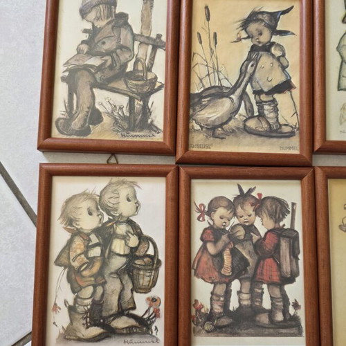 Hummel vintage set of 7 decorative frames with children's scenes used