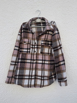 Checked outerwear one size like new in earthy tones
