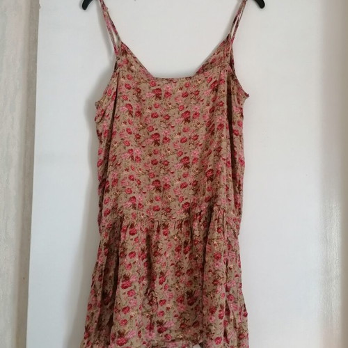 Sleeveless top with lace and adjustable cord, like new, pink and green
