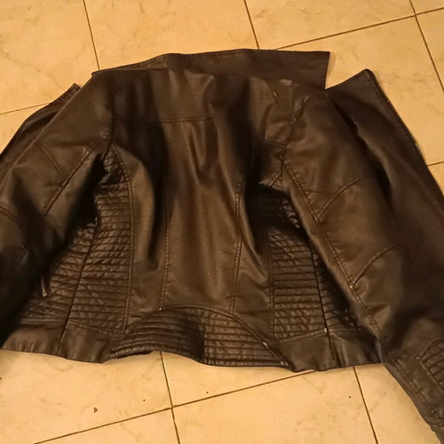 Leather women's jacket used, black, size M