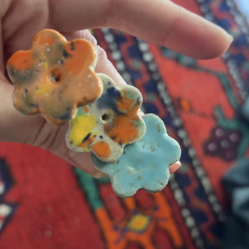 Ceramic flowers handmade, set of 3, new