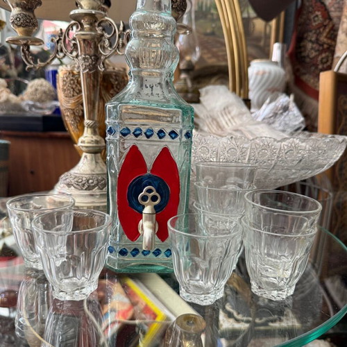 Set for tsipouro or ouzo used, 8 glasses, traditional serving set